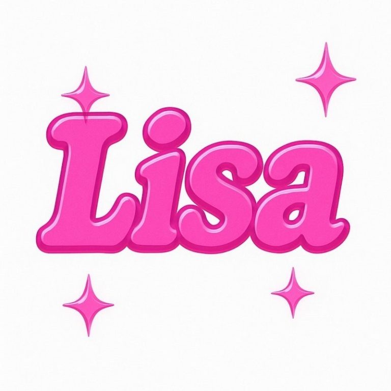 Cover art for BEVIxPlanett’s single LISA: the word “Lisa” in glossy hot pink bubble lettering surrounded by four-point pink sparkles on a white background