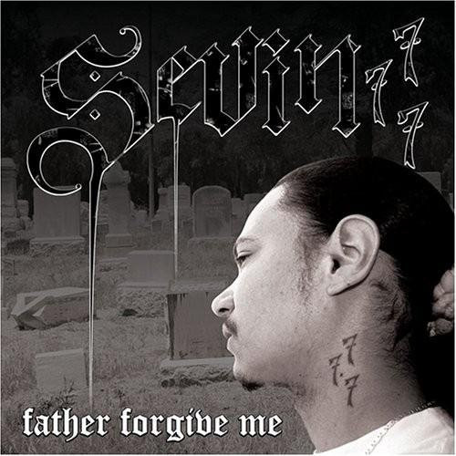 Father Forgive Me album cover: Sevin in profile in front of a cemetery, with his name in gothic script