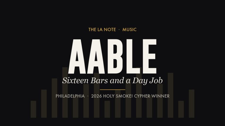 Aable: Sixteen Bars and a Day Job, The LA Note music feature title card