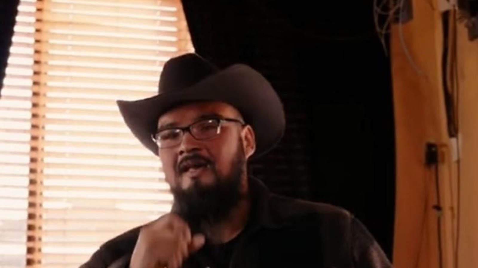 B Fabian, Indigenous country singer from Fort McKay First Nation, in a black cowboy hat