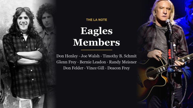 Eagles band members: Don Henley, Joe Walsh, Timothy B. Schmit, Glenn Frey, Bernie Leadon, Randy Meisner and Don Felder