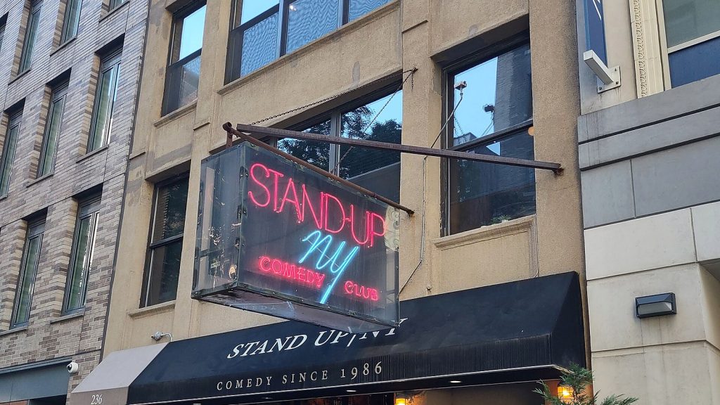 The Stand Up NY comedy club sign on Manhattan's Upper West Side