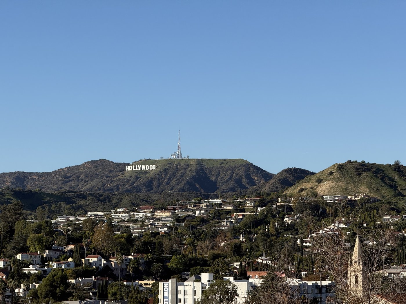 The Hollywood Hills with the Hollywood Sign in the distance