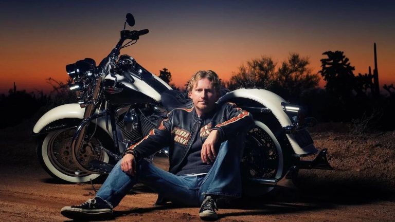 Scott Helmer, American singer-songwriter, in the Arizona desert at sunset
