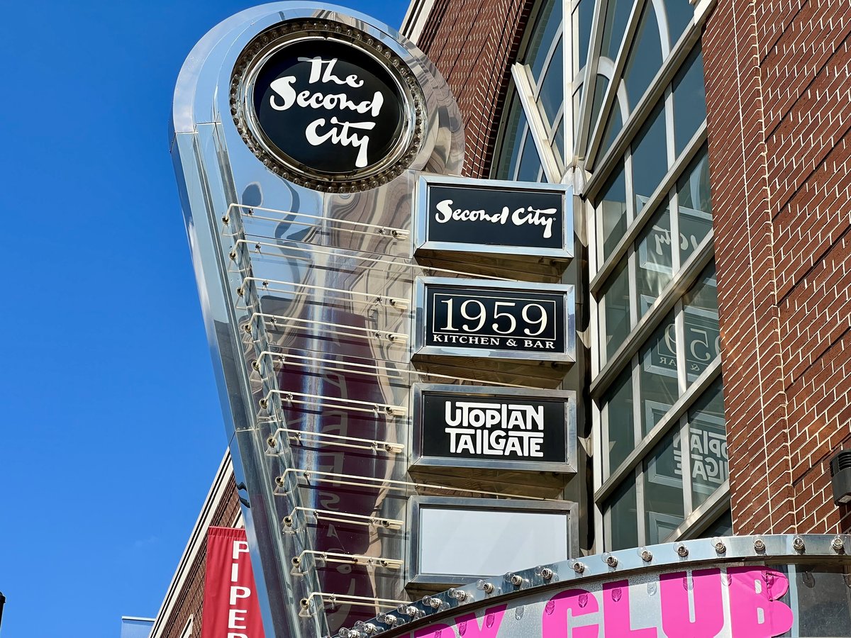 The Second City marquee at 230 W. North Avenue, Chicago, 2022