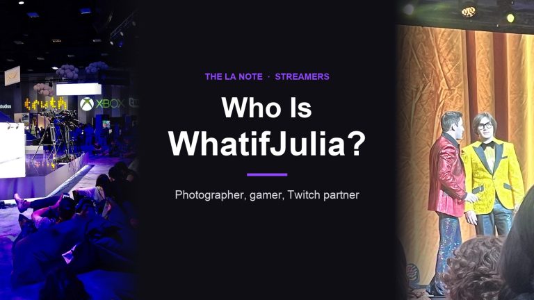 Title card reading Who Is WhatifJulia? with TwitchCon photos on each side
