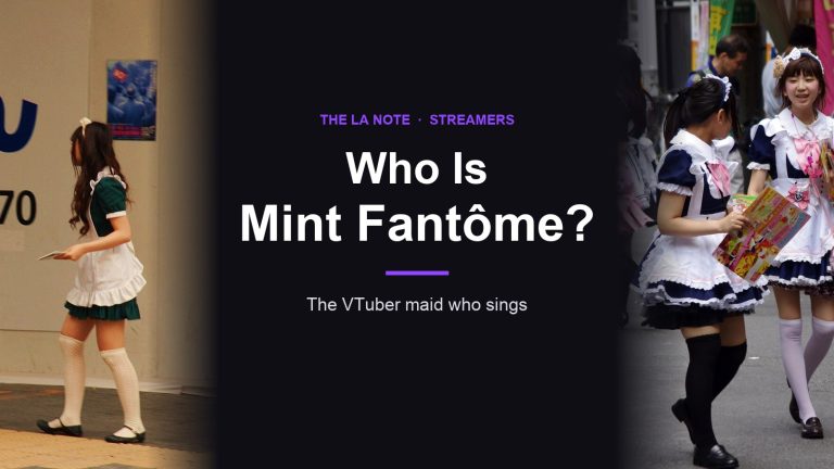 Title card reading Who Is Mint Fantôme? with Akihabara street photos on each side